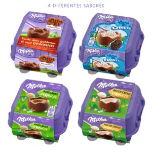 4 Caixas Ovo Chocolate Milka C/ colher de madeira