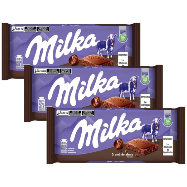 Kit Milka 3 Barras de Chocolate Creme Avelã 100g