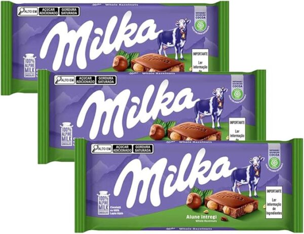 Kit Milka 3 Barras de Chocolate Avelã Inteira 100g