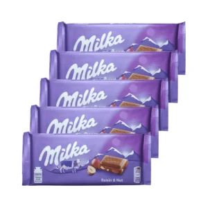 Kit 5 Chocolate com passas e avelã Milka 100G