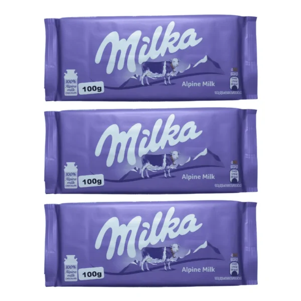 Kit Milka com 3 barras chocolate ao leite 100g